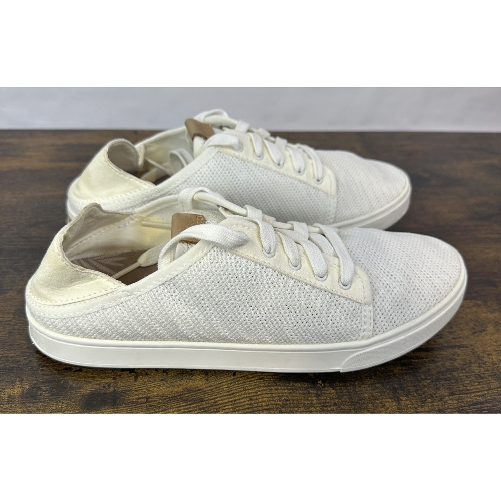 Olukai Pehuea Li Convertible Sneaker Lace Up Knit White Shoes Women's Size 9.5 - Picture 2 of 16
